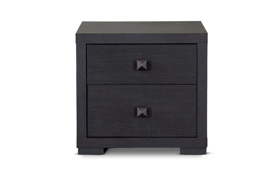 BAXTON STUDIO ESPRESSO SILVERTONE MODERN NIGHTSTAND