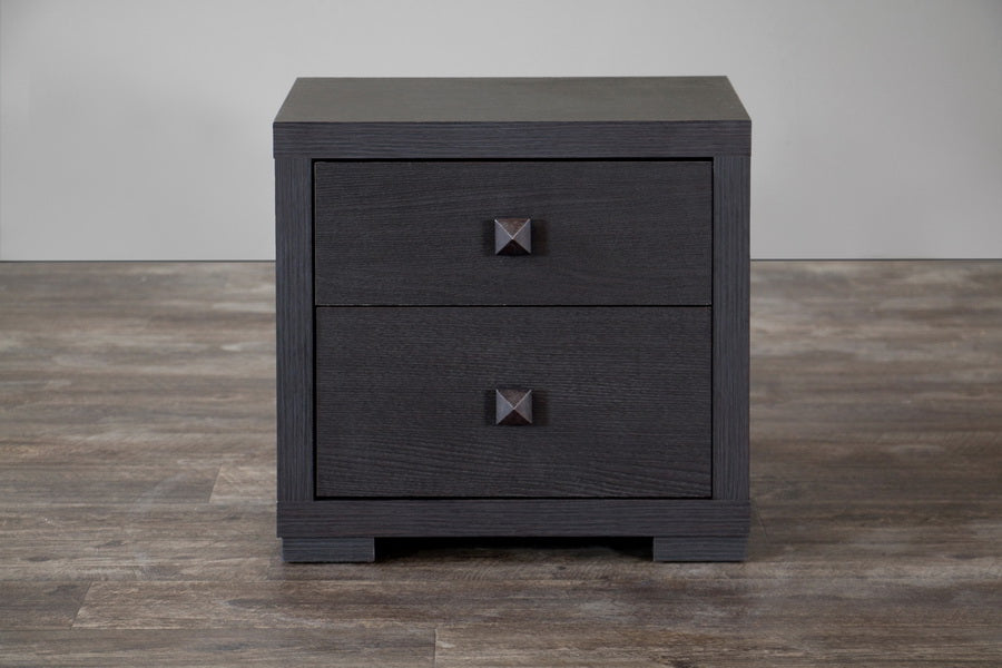 Baxton Studio Espresso Silvertone Modern Nightstand