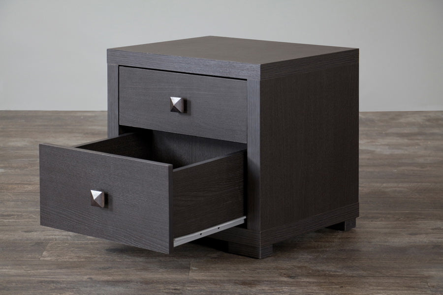 Baxton Studio Espresso Silvertone Modern Nightstand