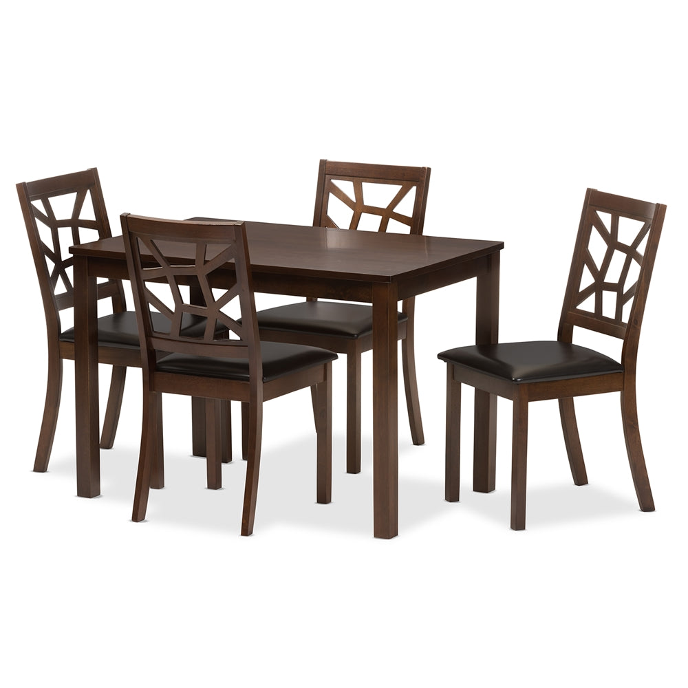 Baxton Studio Mozaika Leather Contemporary 5-Piece Dining Set1 table and 4 chairs