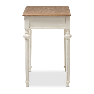 Baxton Studio Marquetterie French Provincial Weathered Oak And Whitewash Writing Desk