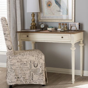 Baxton Studio Marquetterie French Provincial Weathered Oak And Whitewash Writing Desk