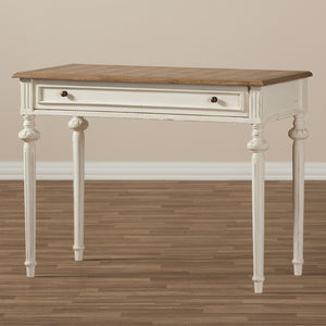 Baxton Studio Marquetterie French Provincial Weathered Oak And Whitewash Writing Desk