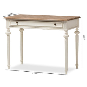 Baxton Studio Marquetterie French Provincial Weathered Oak And Whitewash Writing Desk