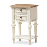 Load image into Gallery viewer, Baxton Studio Marquetterie French Provincial Style Weathered Oak And White Wash Distressed Finish Wood Two-Tone 2-Drawer And 1-Shelf Nightstand
