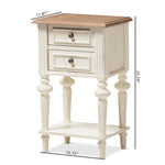 Load image into Gallery viewer, Baxton Studio Marquetterie French Provincial Style Weathered Oak And White Wash Distressed Finish Wood Two-Tone 2-Drawer And 1-Shelf Nightstand
