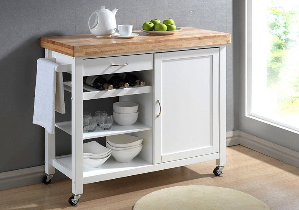 Baxton Studio Denver White Modern Kitchen Cart