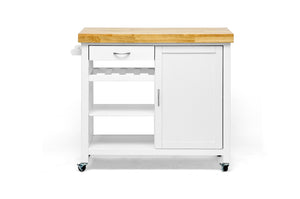 BAXTON STUDIO DENVER WHITE MODERN KITCHEN CART