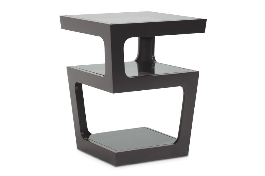 Baxton Studio Clara Modern End Table with 3-Tiered Glass Shelves