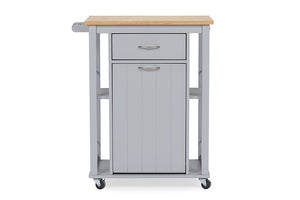 Baxton Studio Yonkers Contemporary Light Grey Kitchen Cart With Wood Topone (1) Kitchen Cart