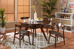 Load image into Gallery viewer, Baxton Studio Flamingo Mid-Century Dark Walnut Wood 5-Piece Dining Set
