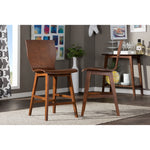 Load image into Gallery viewer, Baxton Studio Elsa Mid-Century Modern Scandinavian Style Dark Walnut Bent Wood Counter Stool (Set Of 2)
