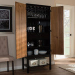 Load image into Gallery viewer, Baxton Studio Marya Mid-Century Modern Dark Brown And Walnut Two-Tone Solid Rubberwood Mdf Veneered Wine Cabinet
