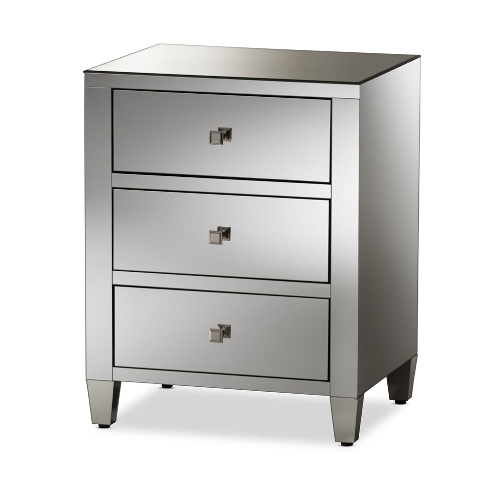 Baxton Studio Rosalind Hollywood Regency Glamour Style 3-Drawer Nightstand (Set of 2)