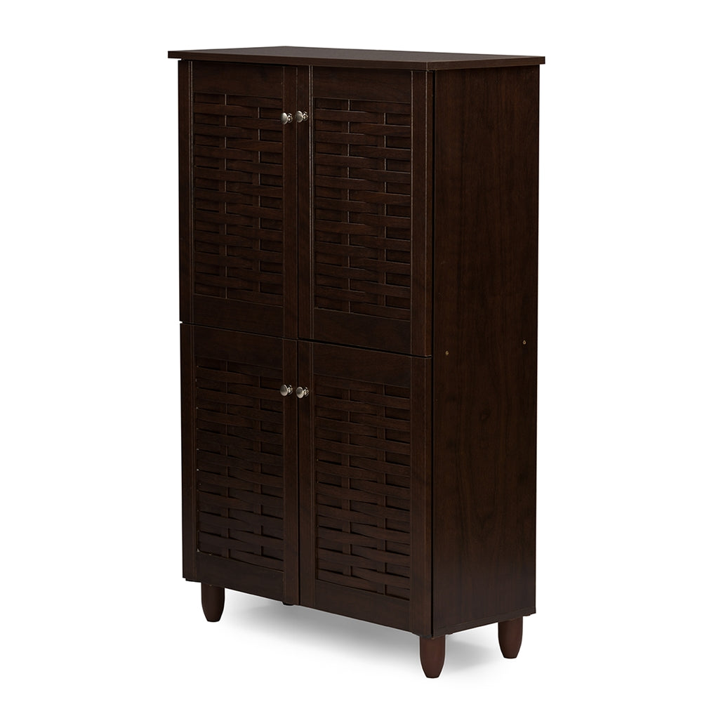 Baxton Studio Winda Modern and Contemporary 4-Door Wooden Entryway Shoes Storage Cabinet