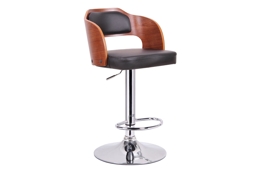 BAXTON STUDIO SITKA WALNUT AND BLACK MODERN BAR STOOL