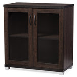 Load image into Gallery viewer, Baxton Studio Zentra Modern And Contemporary Dark Brown Sideboard Storage Cabinet With Glass Doors
