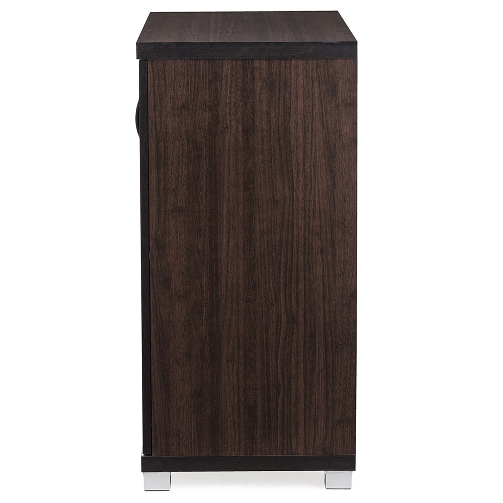 Baxton Studio Zentra Modern And Contemporary Dark Brown Sideboard Storage Cabinet With Glass Doors