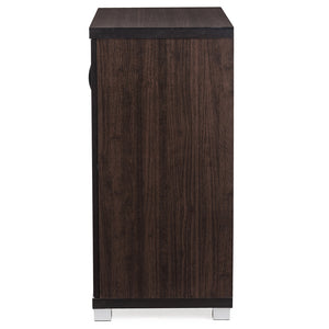 Baxton Studio Zentra Modern And Contemporary Dark Brown Sideboard Storage Cabinet With Glass Doors