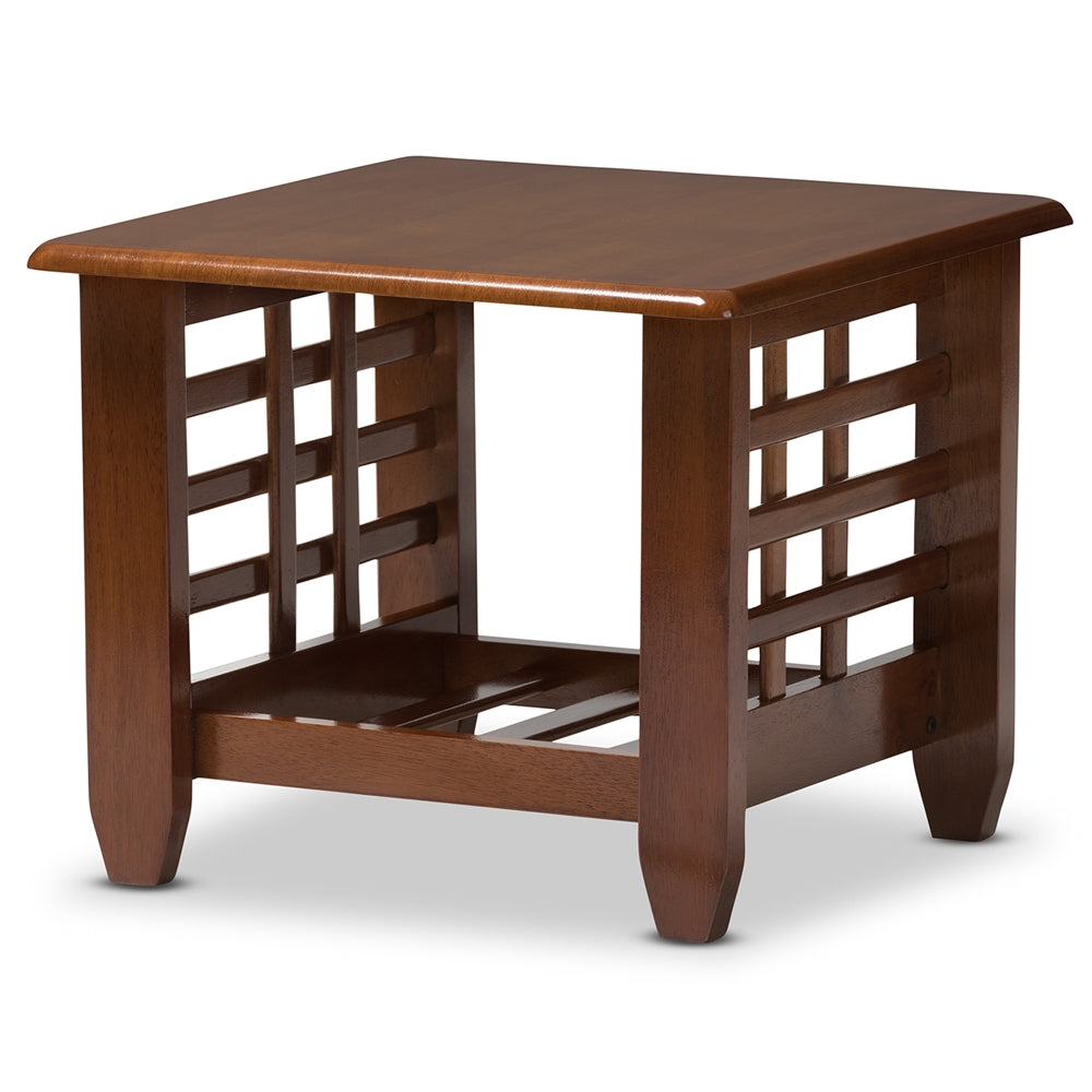 Baxton Studio Larissa Modern Classic Mission Style Cherry Finished Wood Living Room Occasional End Table