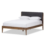 Load image into Gallery viewer, Baxton Studio Clifford Mid-Century Fabric and Medium Brown Finish Wood Platform Bed
