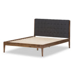 Load image into Gallery viewer, Baxton Studio Clifford Mid-Century Fabric and Medium Brown Finish Wood Platform Bed
