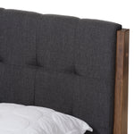 Load image into Gallery viewer, Baxton Studio Clifford Mid-Century Fabric and Medium Brown Finish Wood Platform Bed
