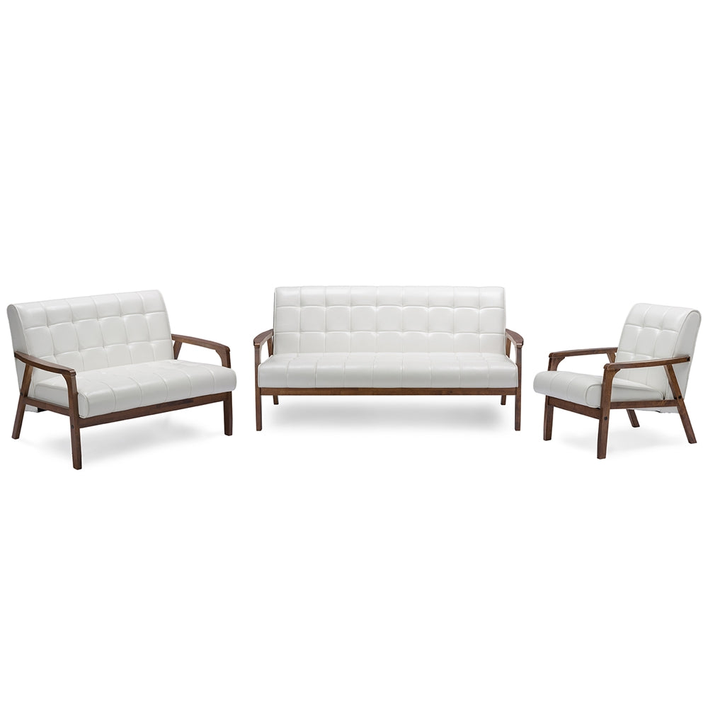 Baxton Studio Baxton Studio Mid-Century Masterpieces 3 Pieces Living Room Set - White