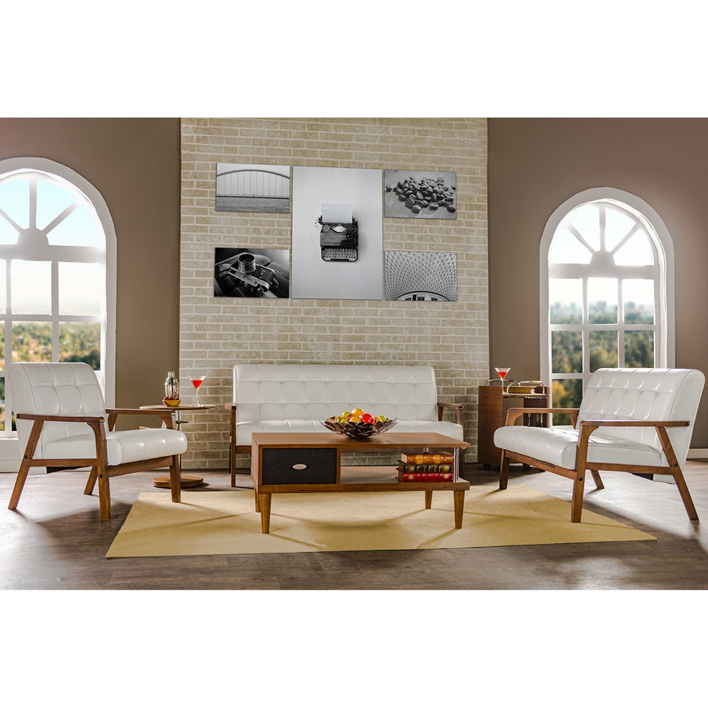 Baxton Studio Baxton Studio Mid-Century Masterpieces 3 Pieces Living Room Set - White