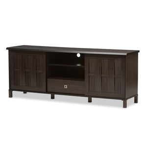 Baxton Studio Unna 70-Inch Wood TV Cabinet with 2 Sliding Doors and Drawer