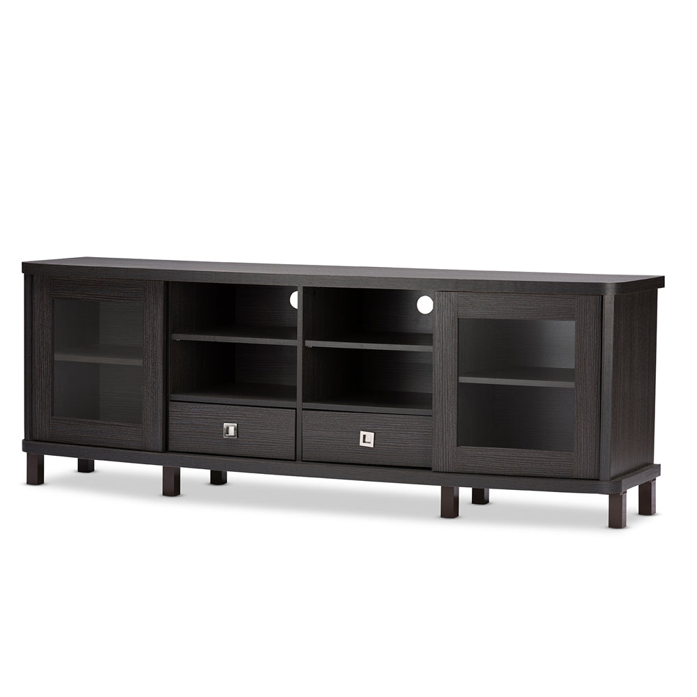 Baxton Studio Walda 70-Inch Wood TV Cabinet with 2 Sliding Doors and 2 Drawers