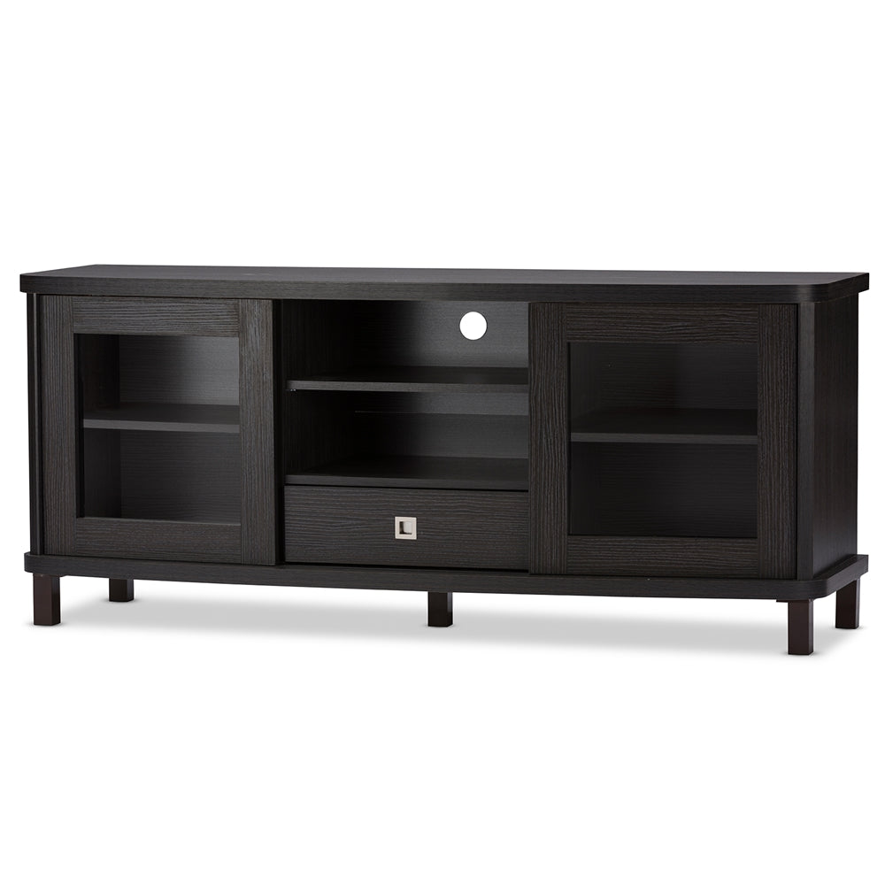 Baxton Studio Walda 60-Inch Wood TV Cabinet with 2 Sliding Doors and 1 Drawer