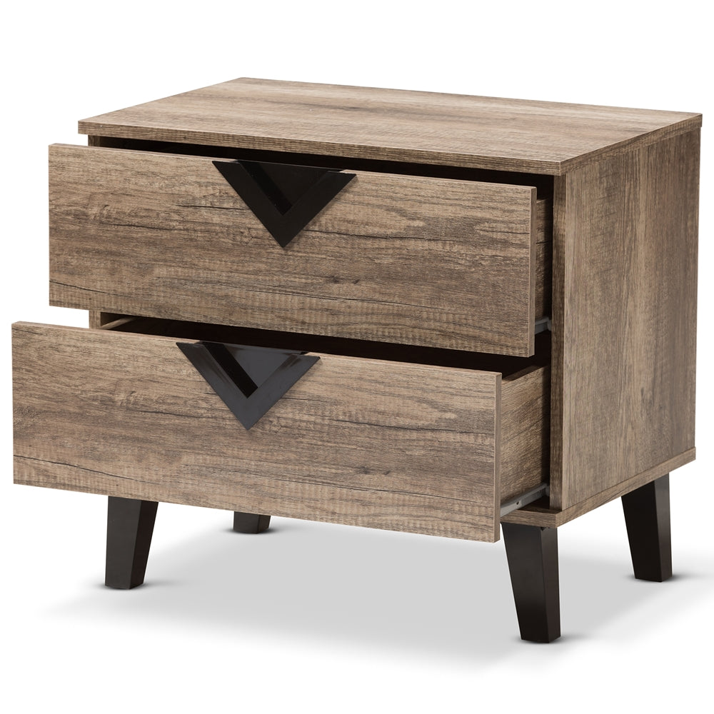 Baxton Studio Swanson Modern And Contemporary Light Brown Wood 2-Drawer Nightstand