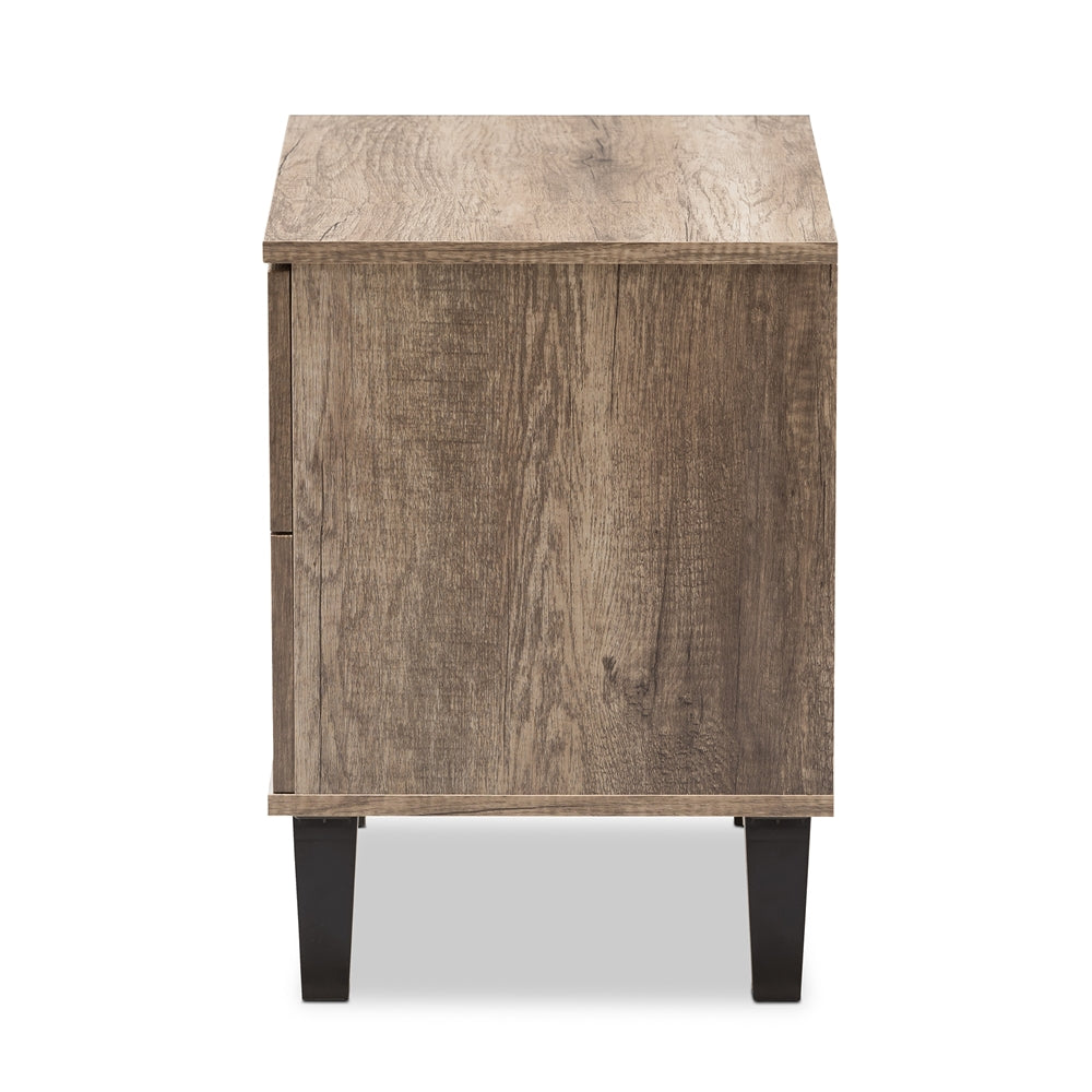 BAXTON STUDIO SWANSON MODERN AND CONTEMPORARY LIGHT BROWN WOOD 2-DRAWER NIGHTSTAND