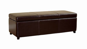 Baxton Studio Full Leather Storage Bench Ottoman with Stitching