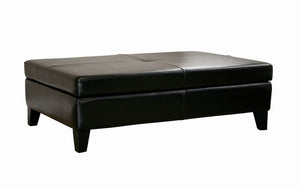 Baxton Studio Full Leather Storage Cocktail Ottoman