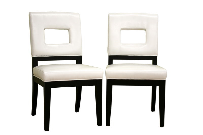 BAXTON STUDIO FAUSTINO CREAM LEATHER DINING CHAIR SET OF 2