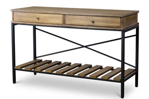 Baxton Studio Newcastle Wood and Metal Console Table-Criss-Cross