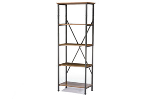 Baxton Studio Lancashire Wood & Metal Bookcase