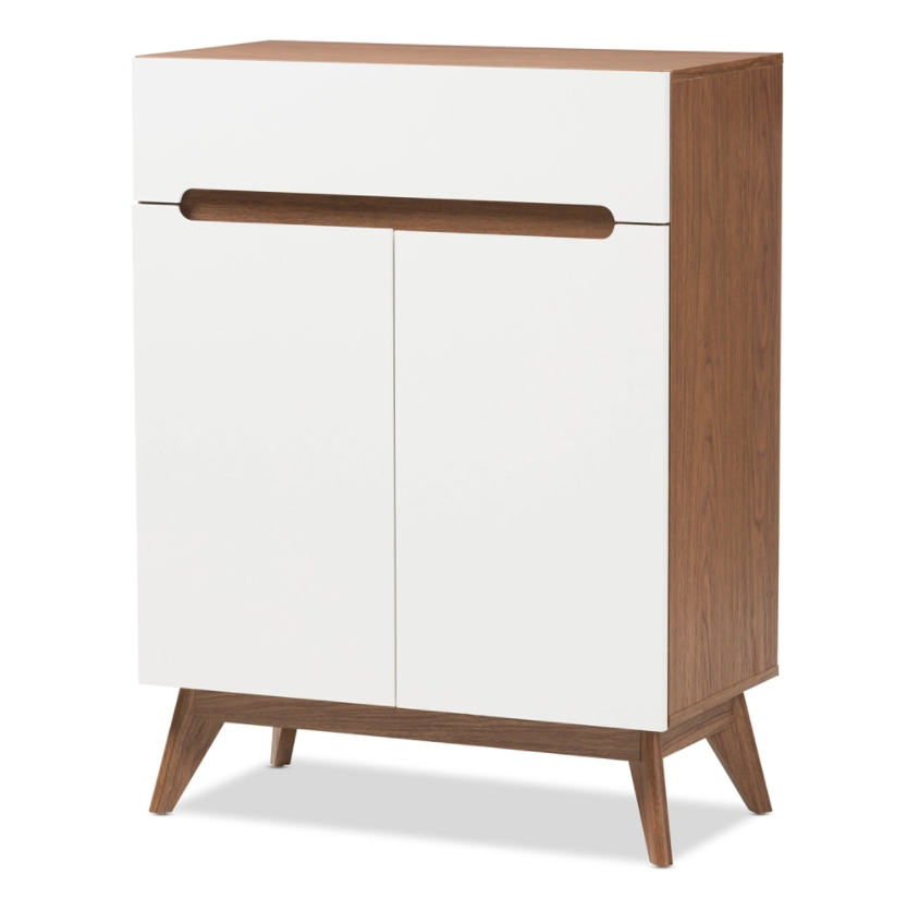 Baxton Studio Calypso Mid-Century Modern Wood Storage Shoe Cabinet