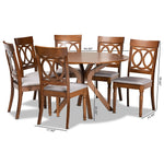 Load image into Gallery viewer, Baxton Studio Jessie Modern And Contemporary Grey Fabric Upholstered And Walnut Brown Finished Wood 7-Piece Dining Set
