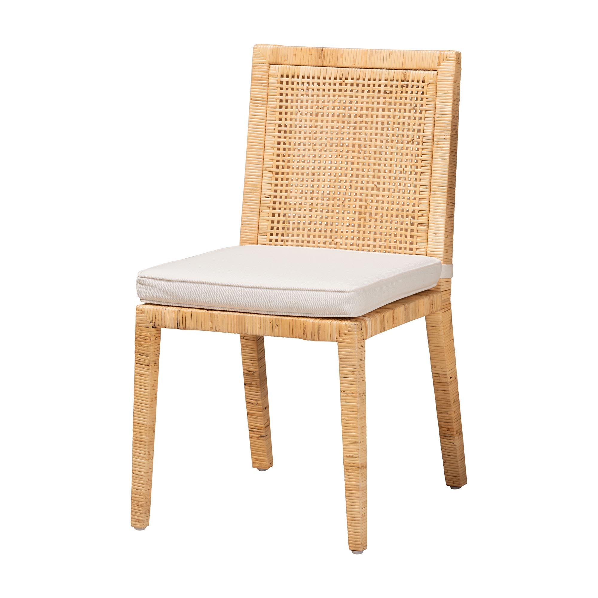 Baxton Studio Sofia Modern And Contemporary Natural Finished Wood And Rattan Dining Chair