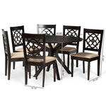 Load image into Gallery viewer, Baxton Studio Sadie Modern And Contemporary Sand Fabric Upholstered And Dark Brown Finished Wood 7-Piece Dining Set
