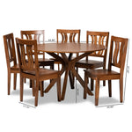 Load image into Gallery viewer, Baxton Studio Mare Modern And Contemporary Transitional Walnut Brown Finished Wood 7-Piece Dining Set
