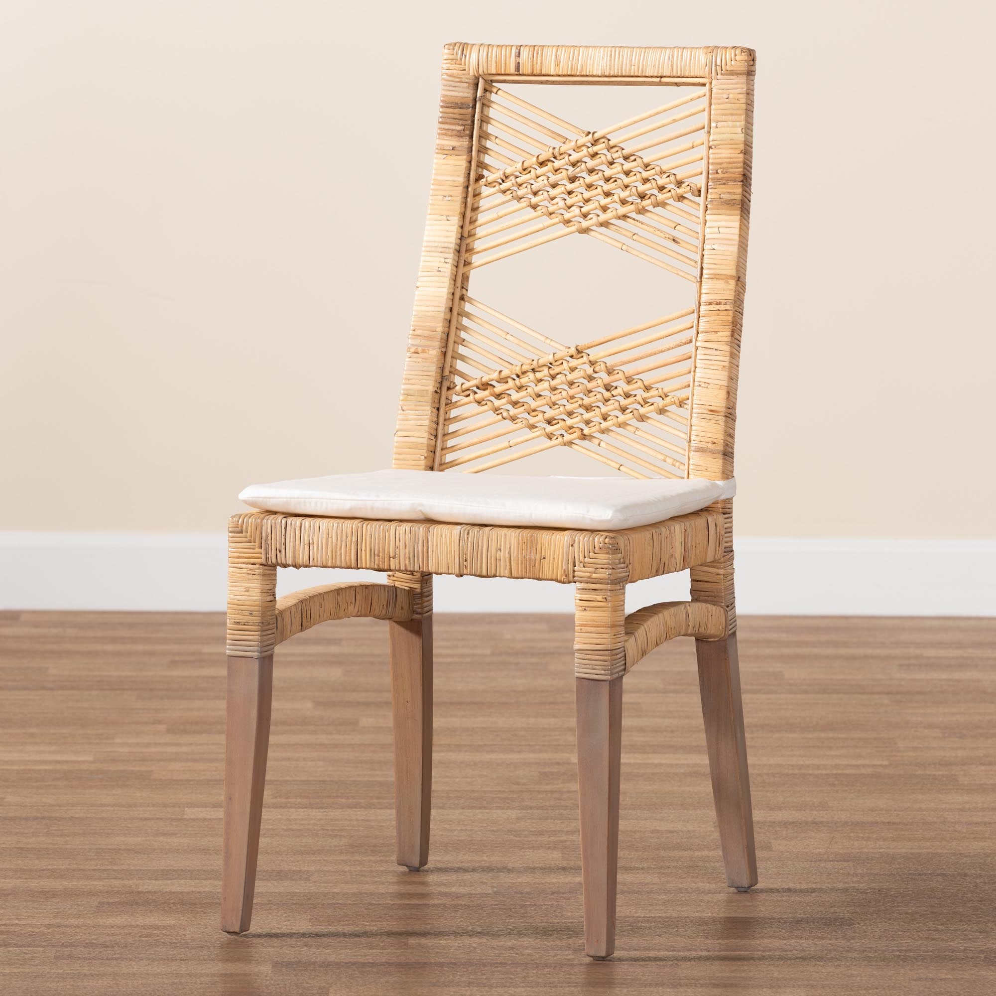 Baxton Studio Poltak Modern Bohemian Natural Brown Rattan Dining Chair