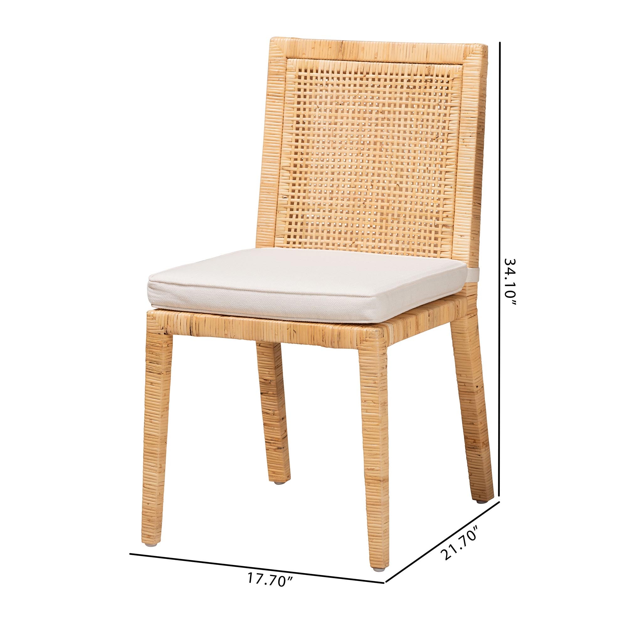 Baxton Studio Sofia Modern And Contemporary Natural Finished Wood And Rattan Dining Chair