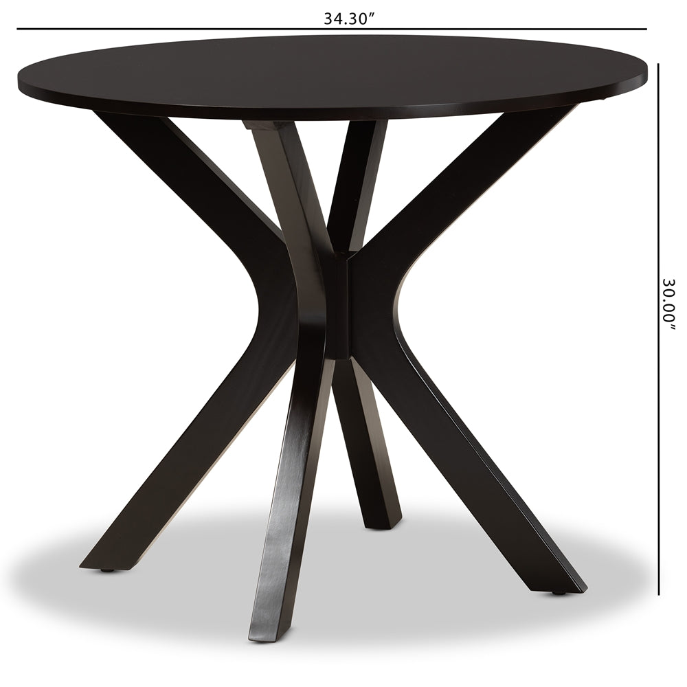 Baxton Studio Kenji Modern And Contemporary Dark Brown Finished 34-Inch-Wide Round Wood Dining Table