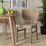 Load image into Gallery viewer, Baxton Studio Enver Modern Bohemian Grey Rattan And Brown Wood Dining Chair
