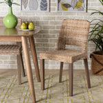 Load image into Gallery viewer, Baxton Studio Magy Modern Bohemian Grey Rattan And Natural Brown Finished Wood Dining Chair
