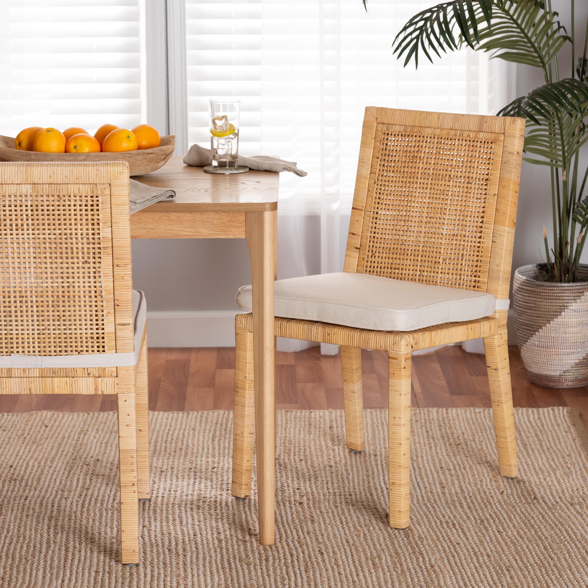 Baxton Studio Sofia Modern And Contemporary Natural Finished Wood And Rattan Dining Chair